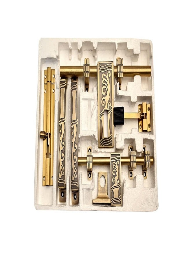 SNE Premium Flower Pot Design Door Kit Handle Door Fittings Kit with Stopper and Aldrop Full Set in Front and Back Side of Doors. - Image 1